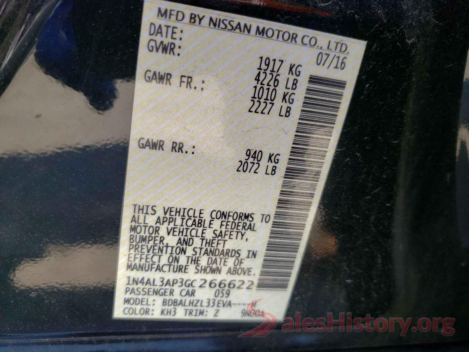 1N4AL3AP3GC266622 2016 NISSAN ALTIMA