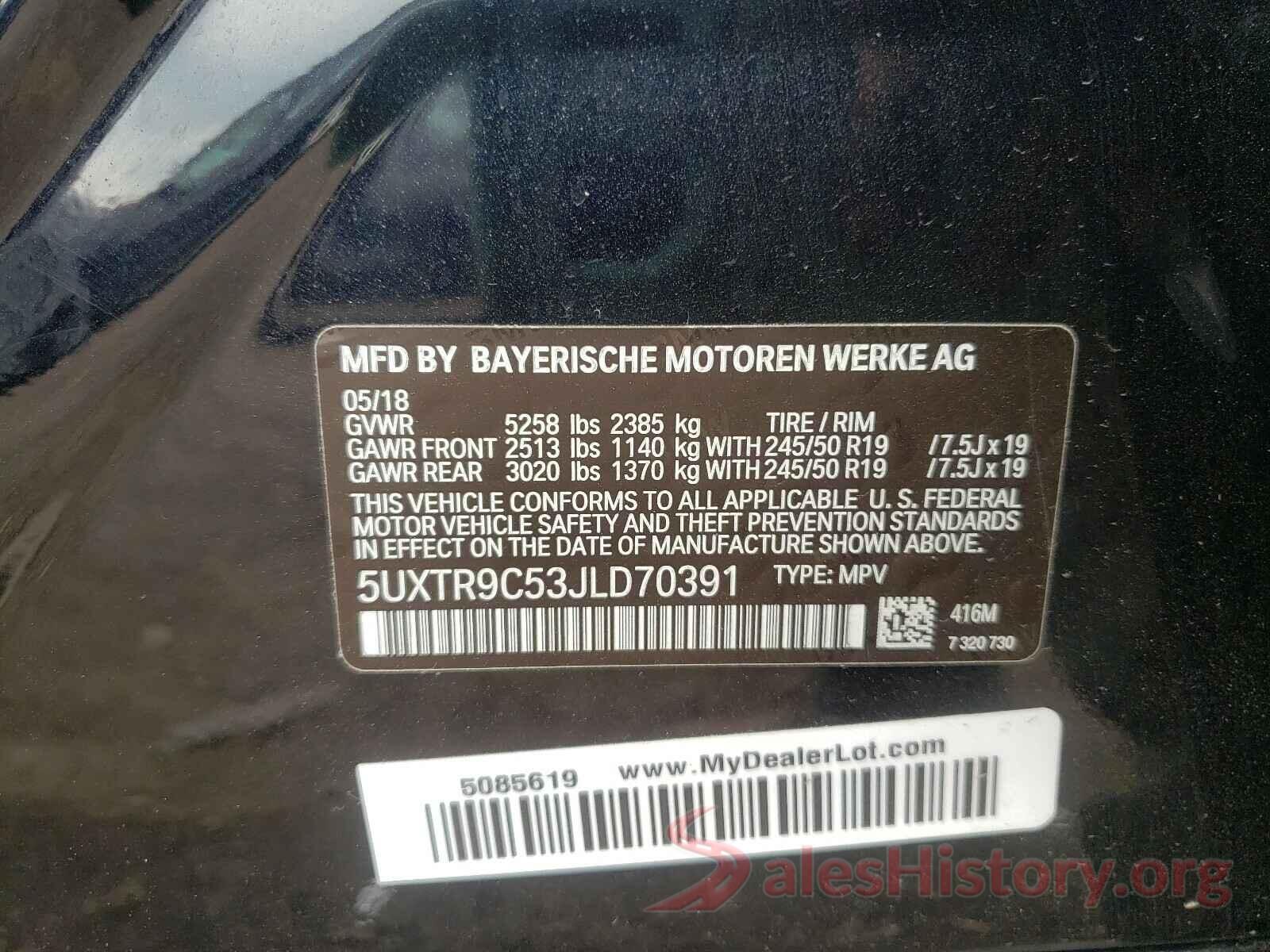 5UXTR9C53JLD70391 2018 BMW X3