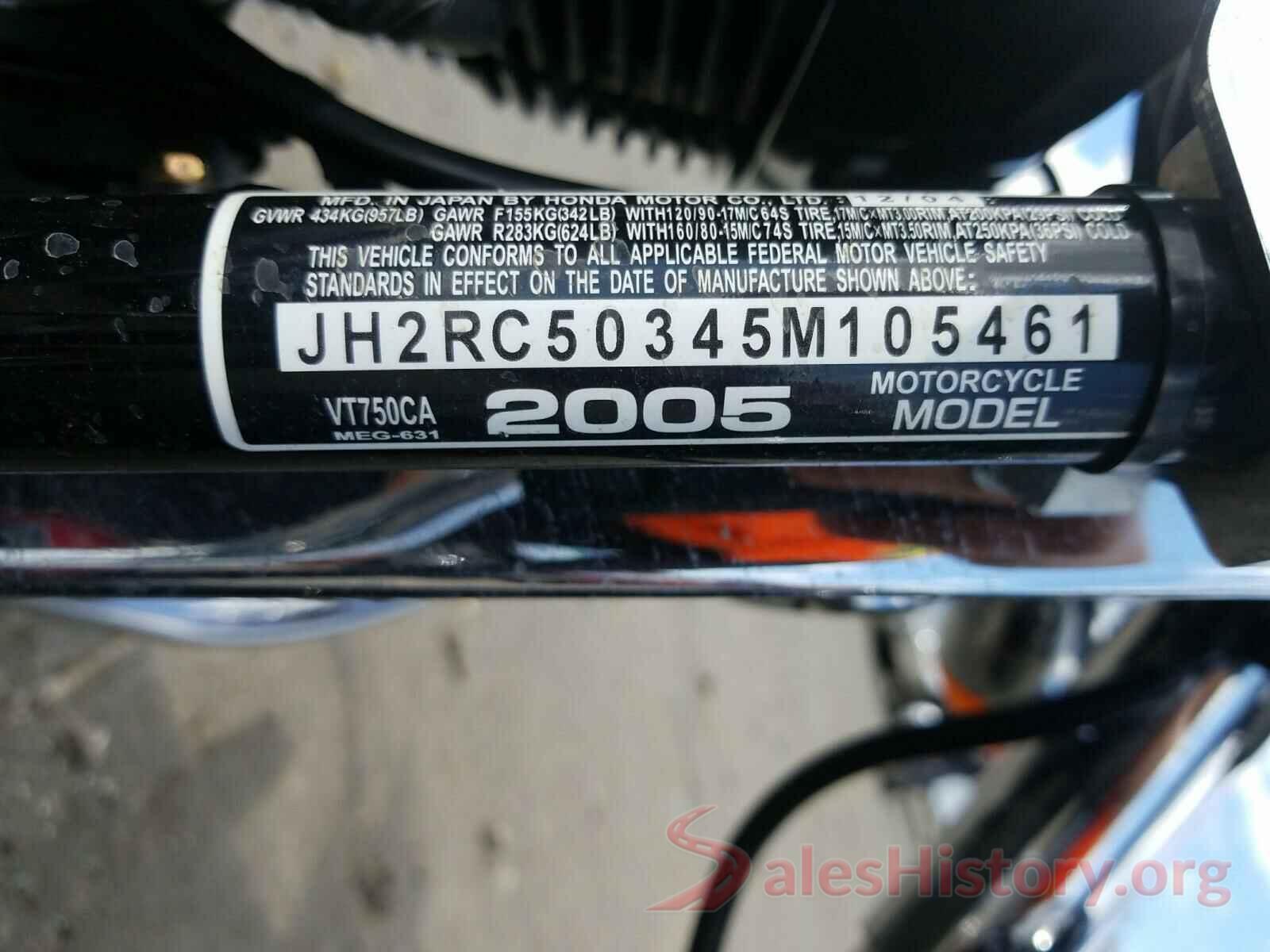 JH2RC50345M105461 2005 HONDA VT CYCLE