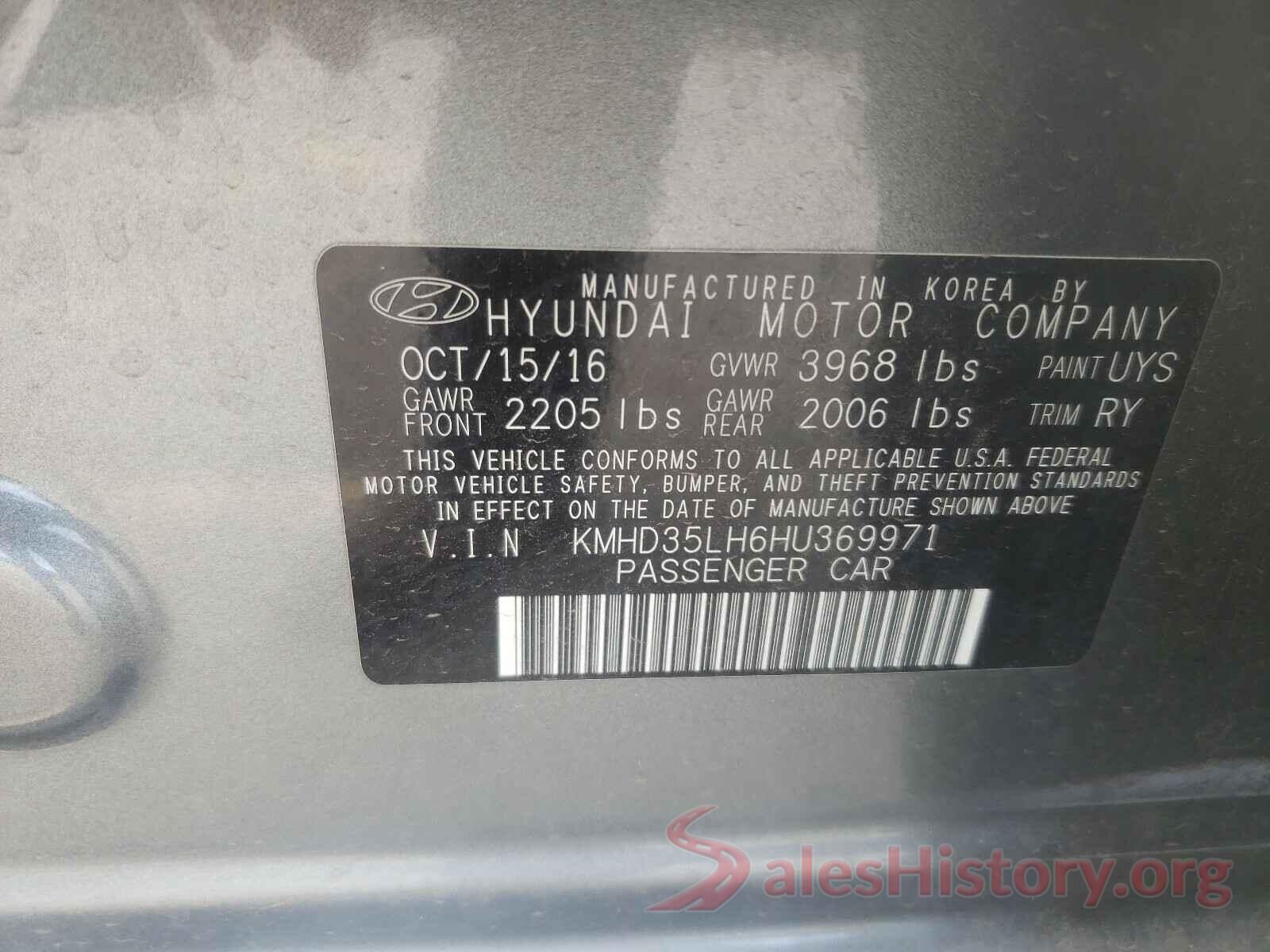 KMHD35LH6HU369971 2017 HYUNDAI ELANTRA