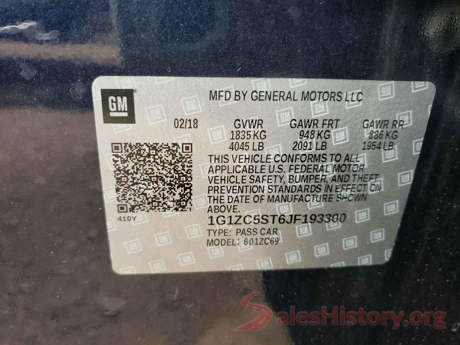 1G1ZC5ST6JF193300 2018 CHEVROLET MALIBU