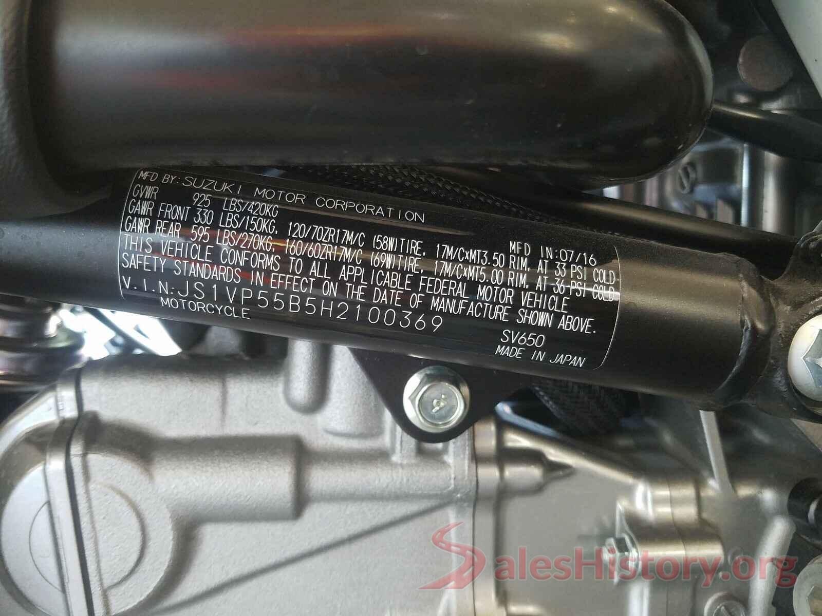 JS1VP55B5H2100369 2017 SUZUKI SV650