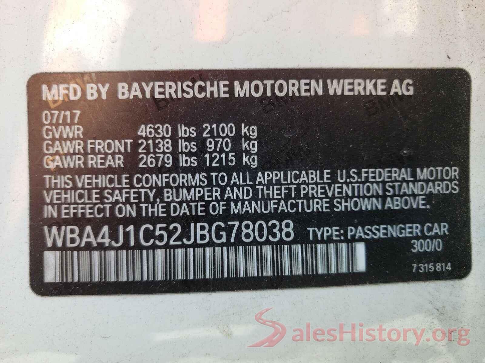 WBA4J1C52JBG78038 2018 BMW 4 SERIES