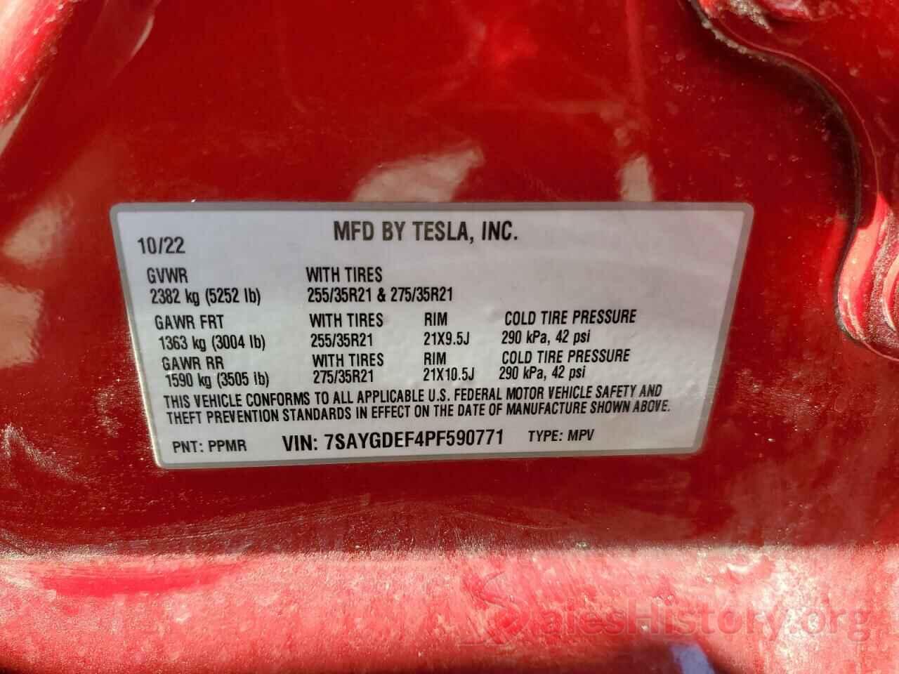 7SAYGDEF4PF590771 2023 TESLA MODEL Y