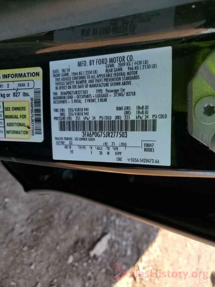 3FA6P0G75JR277503 2018 FORD FUSION