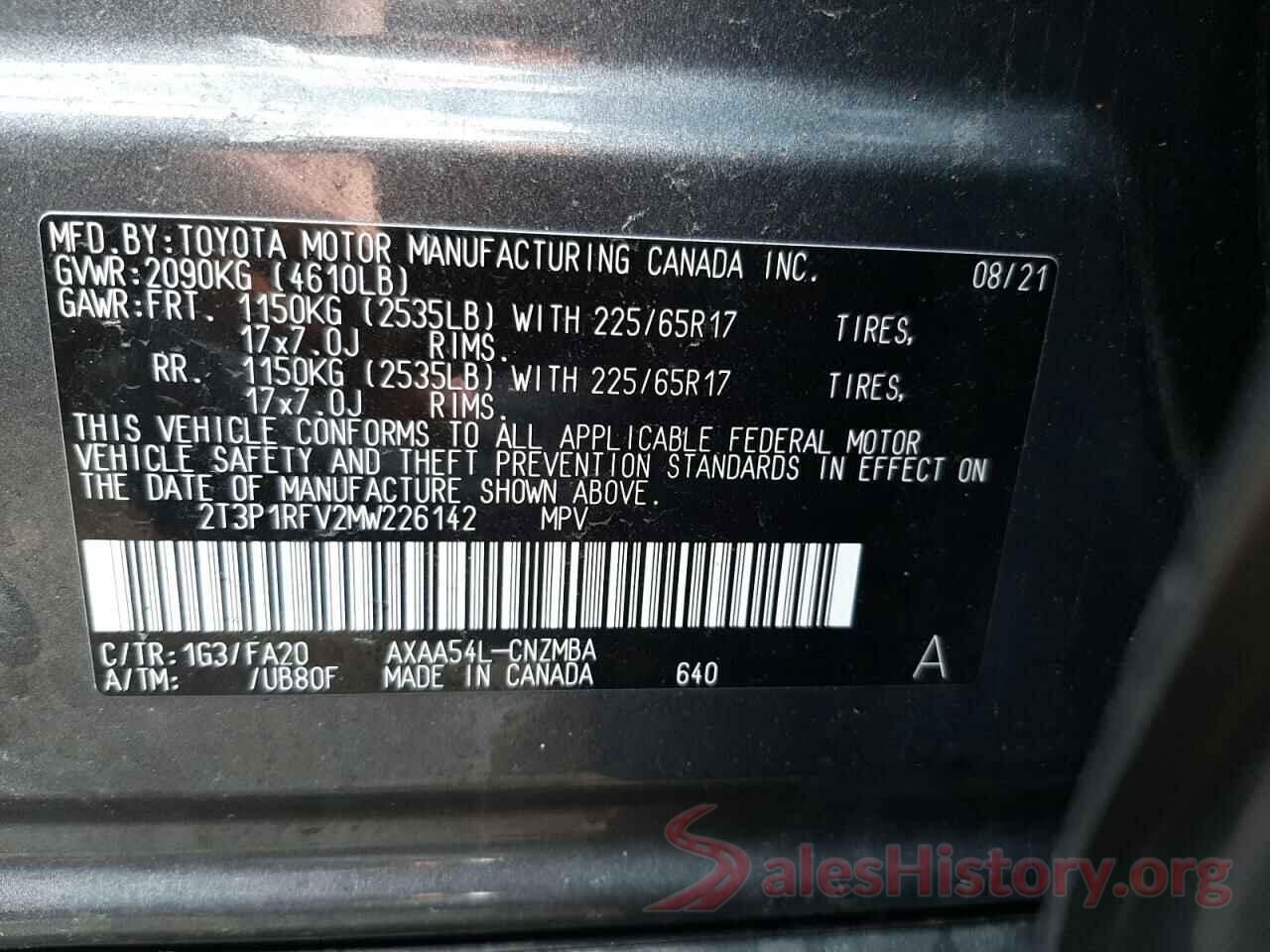 2T3P1RFV2MW226142 2021 TOYOTA RAV4