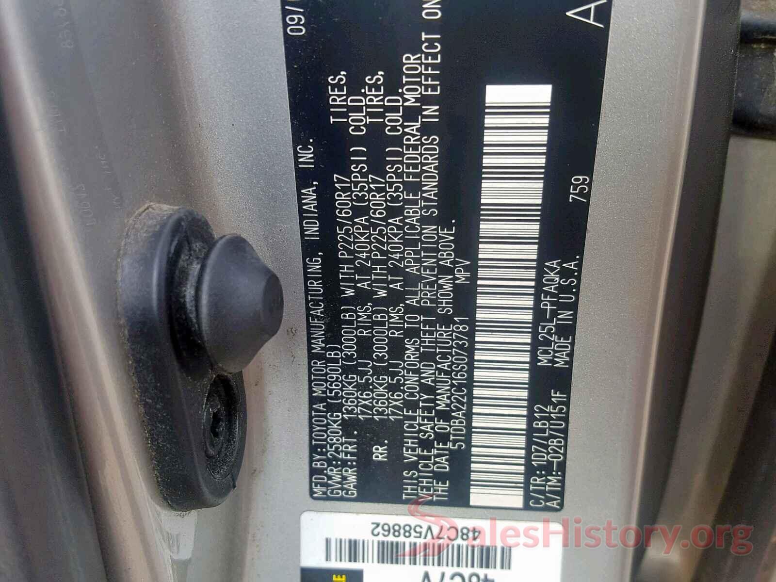 5TDBA22C16S073781 2006 TOYOTA SIENNA XLE