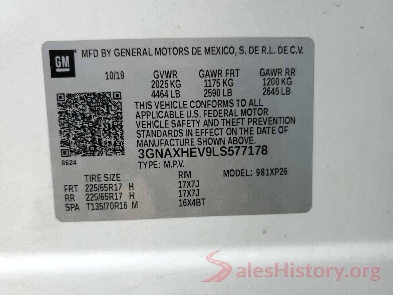 3GNAXHEV9LS577178 2020 CHEVROLET EQUINOX