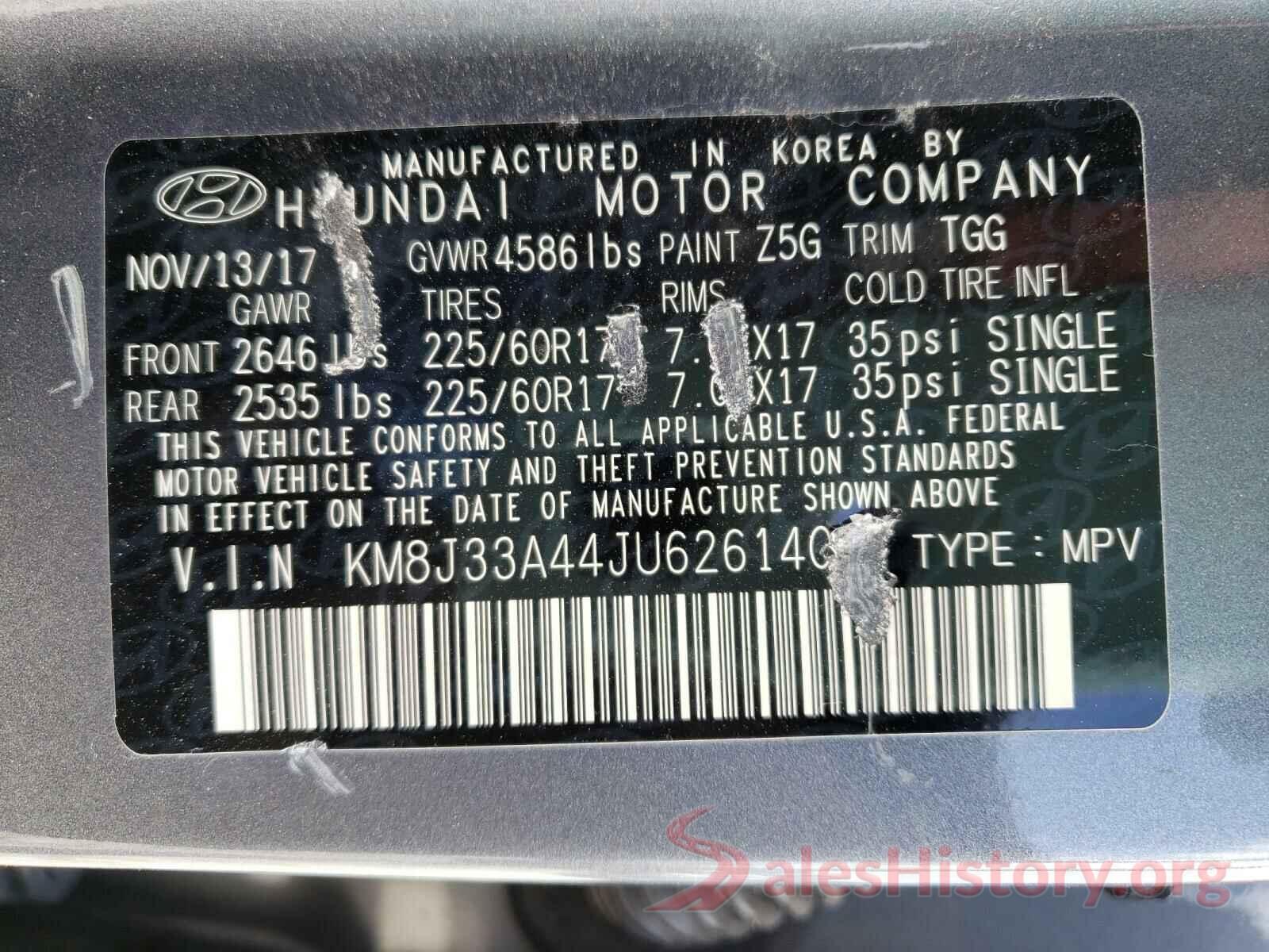 KM8J33A44JU626140 2018 HYUNDAI TUCSON