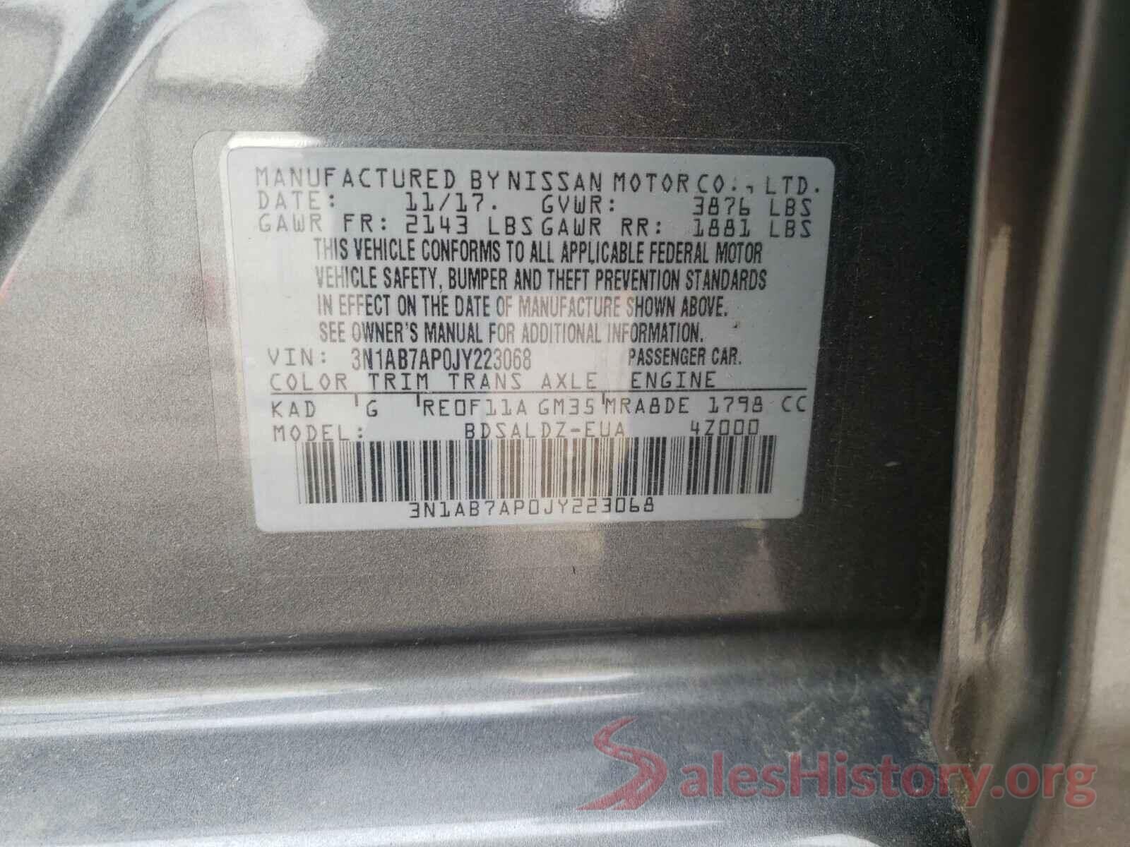 3N1AB7AP0JY223068 2018 NISSAN SENTRA