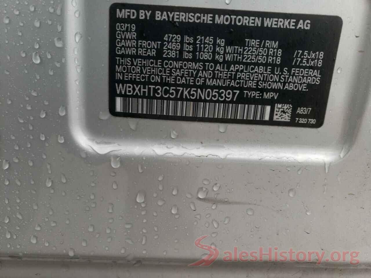 WBXHT3C57K5N05397 2019 BMW X1