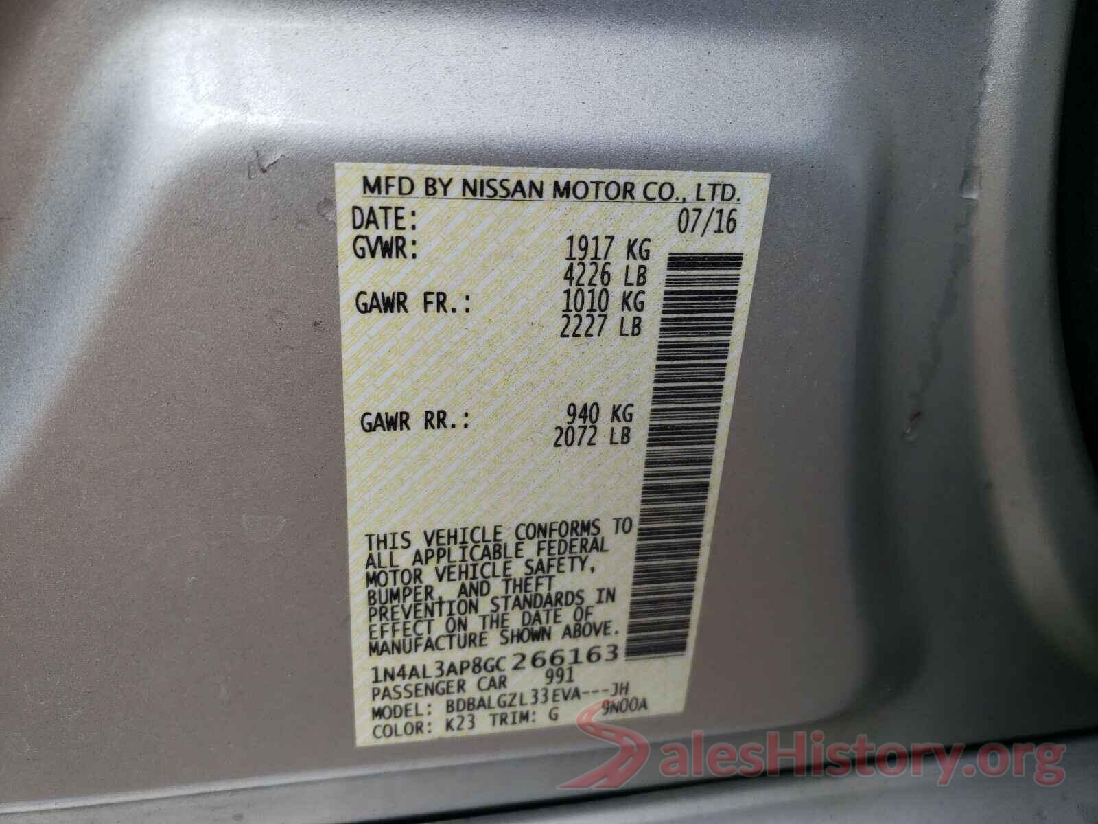 1N4AL3AP8GC266163 2016 NISSAN ALTIMA