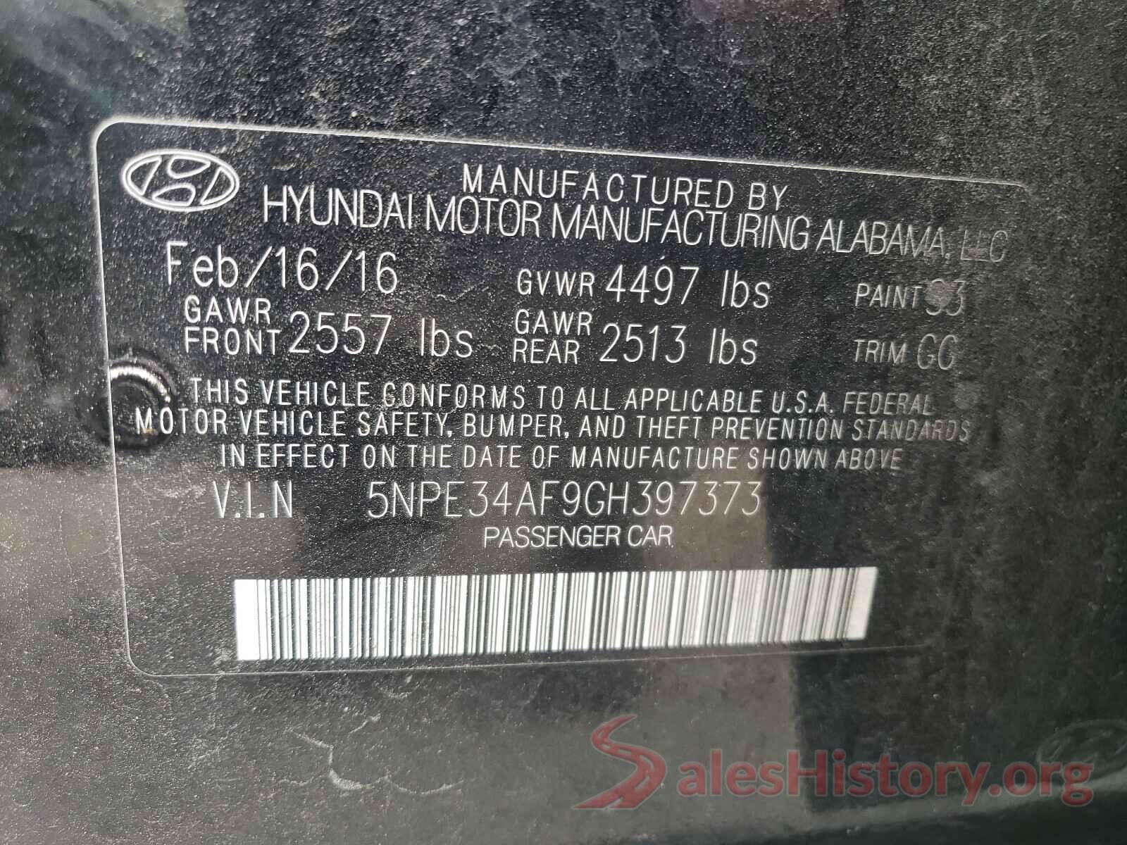 5NPE34AF9GH397373 2016 HYUNDAI SONATA