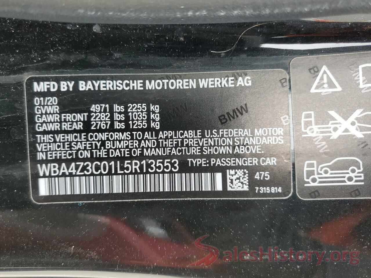 WBA4Z3C01L5R13553 2020 BMW 4 SERIES