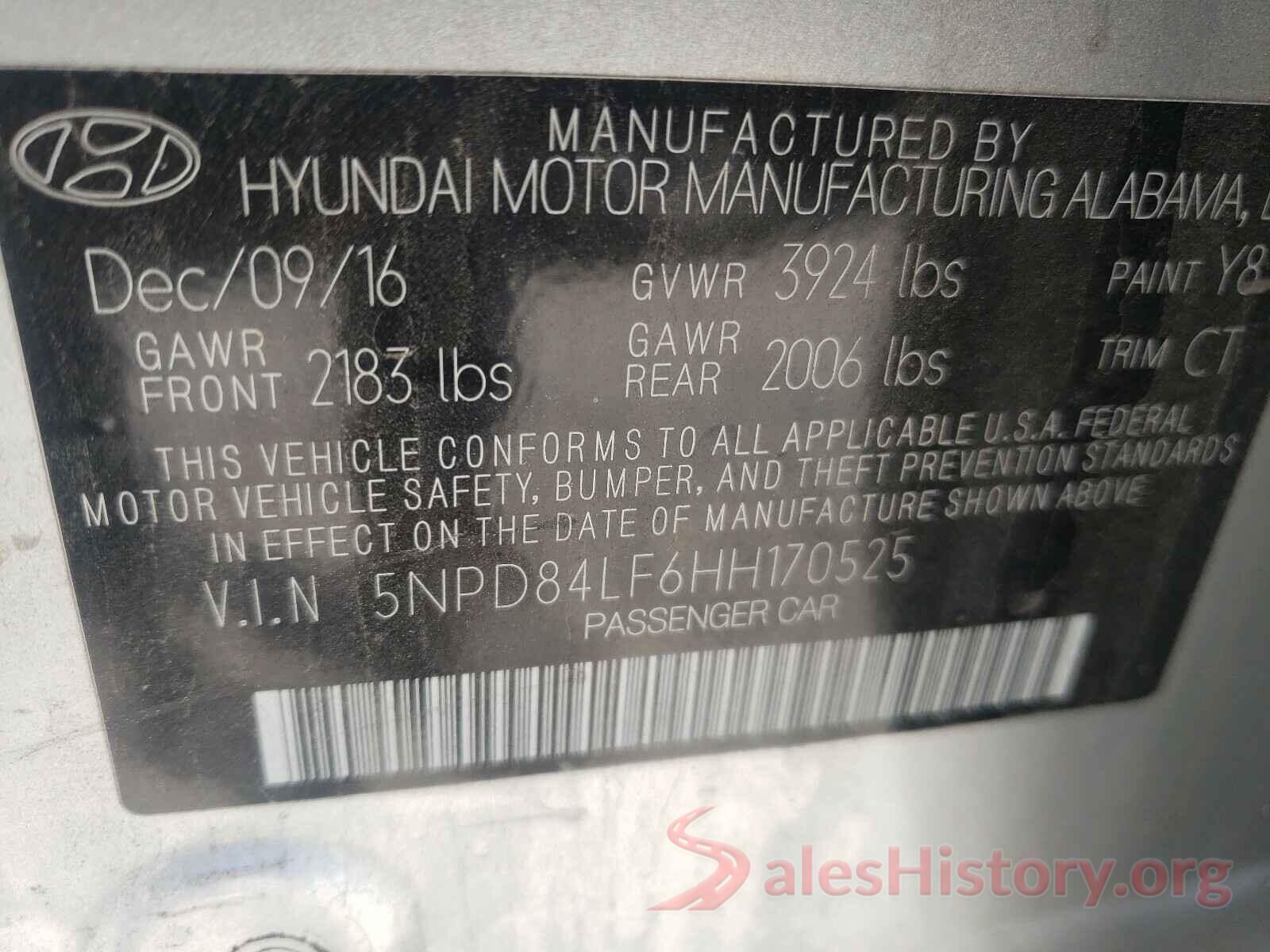 5NPD84LF6HH170525 2017 HYUNDAI ELANTRA