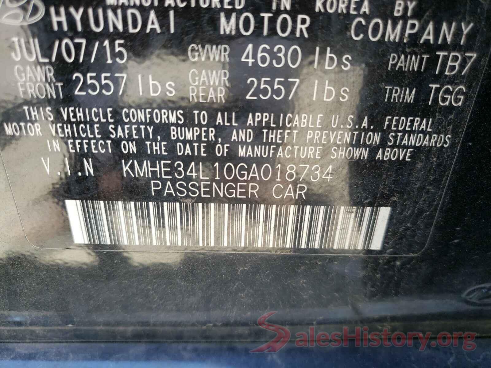 KMHE34L10GA018734 2016 HYUNDAI SONATA