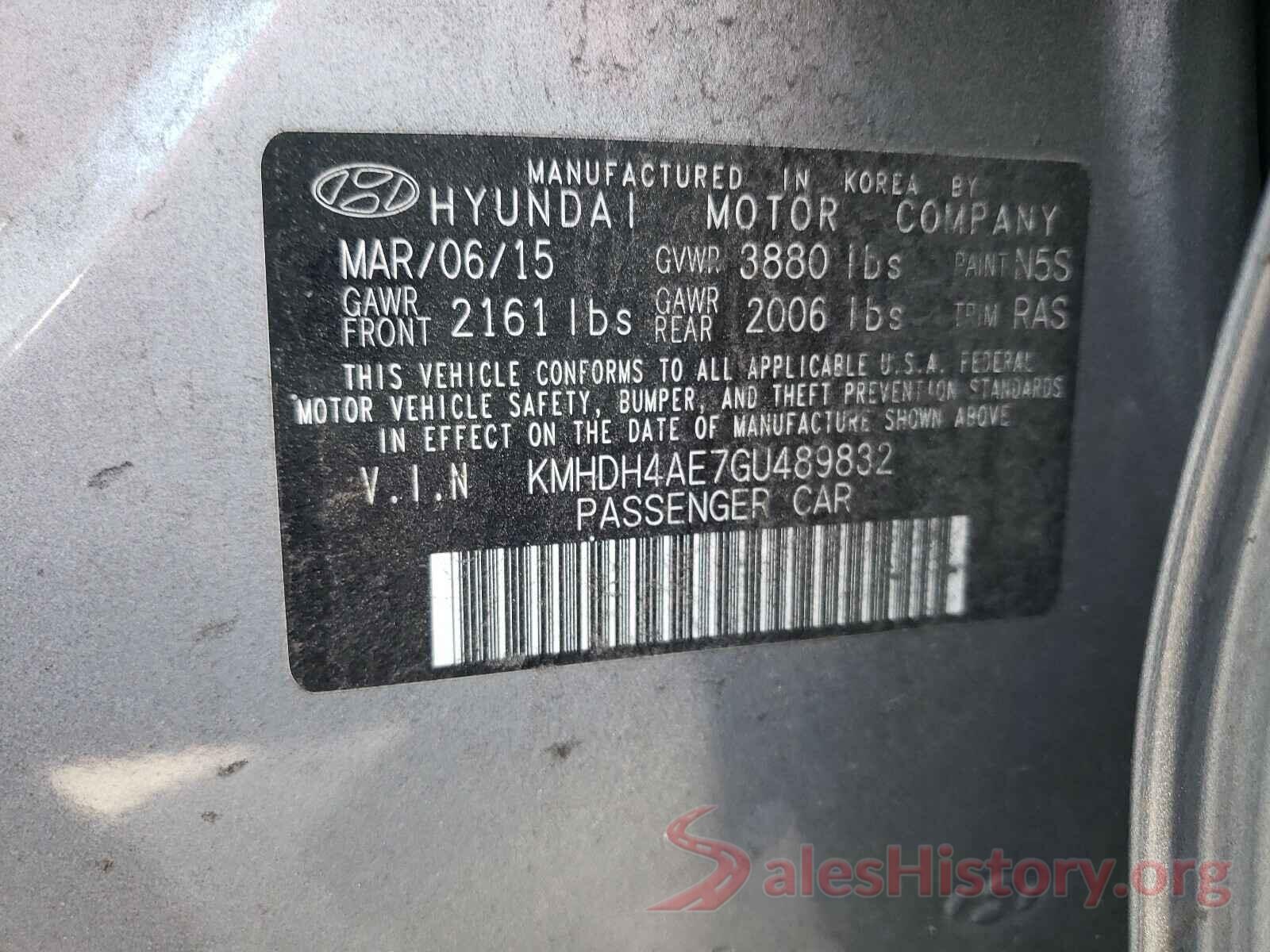 KMHDH4AE7GU489832 2016 HYUNDAI ELANTRA