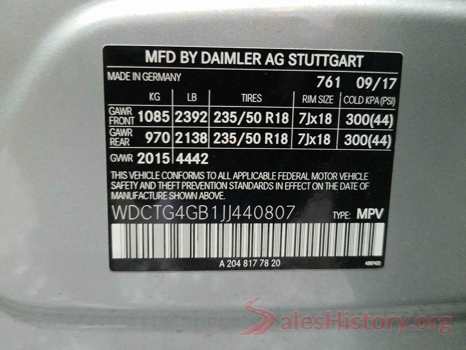 WDCTG4GB1JJ440807 2018 MERCEDES-BENZ G CLASS