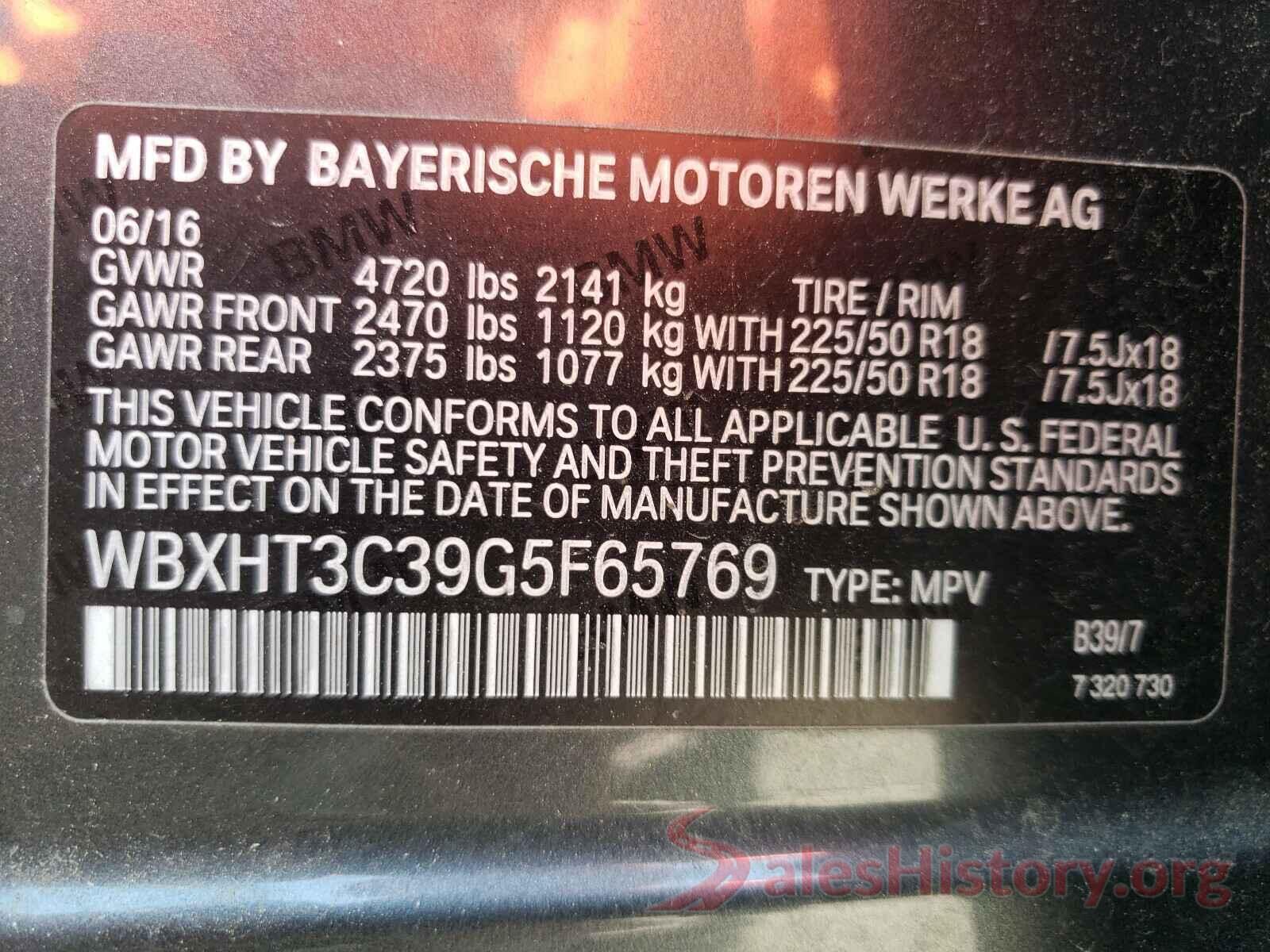 WBXHT3C39G5F65769 2016 BMW X1