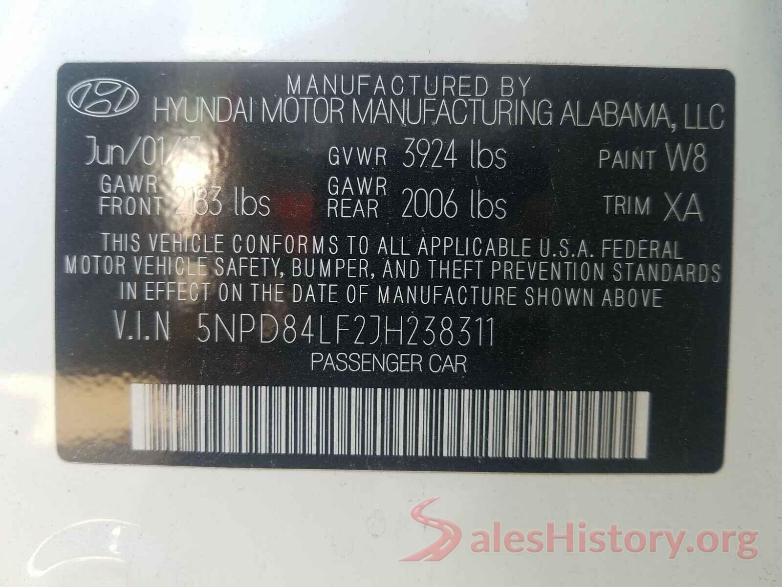 5NPD84LF2JH238311 2018 HYUNDAI ELANTRA