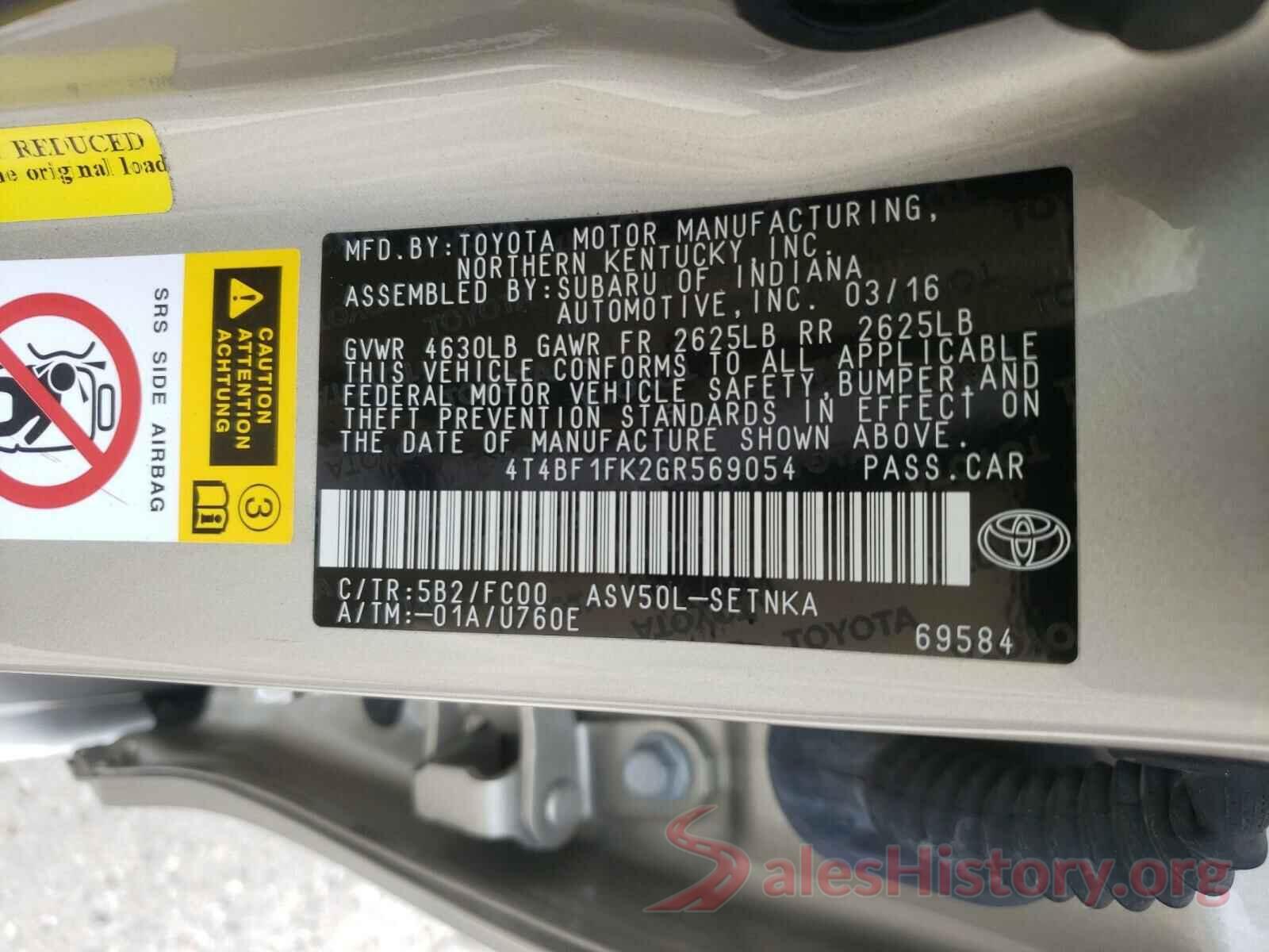 4T4BF1FK2GR569054 2016 TOYOTA CAMRY