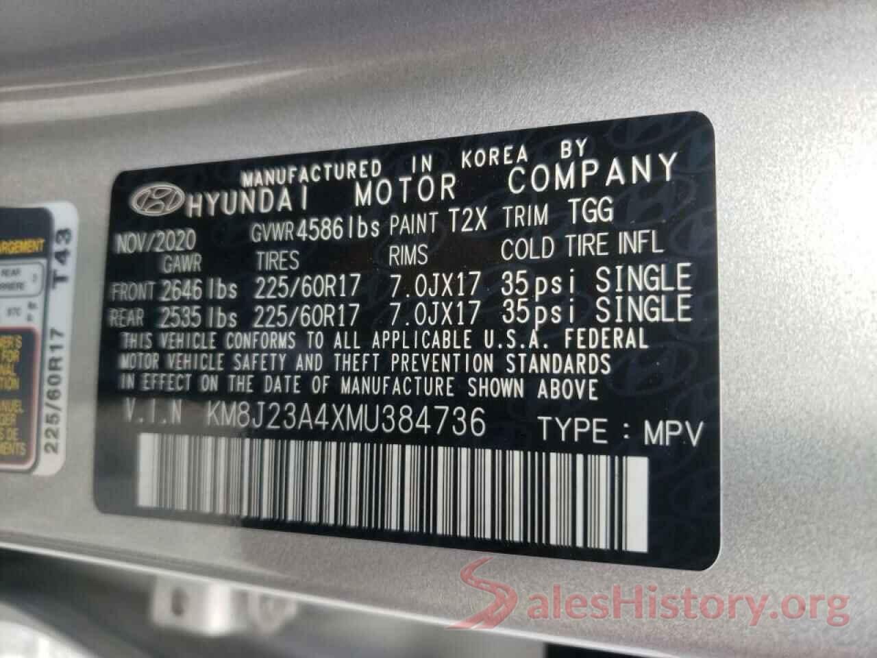 KM8J23A4XMU384736 2021 HYUNDAI TUCSON