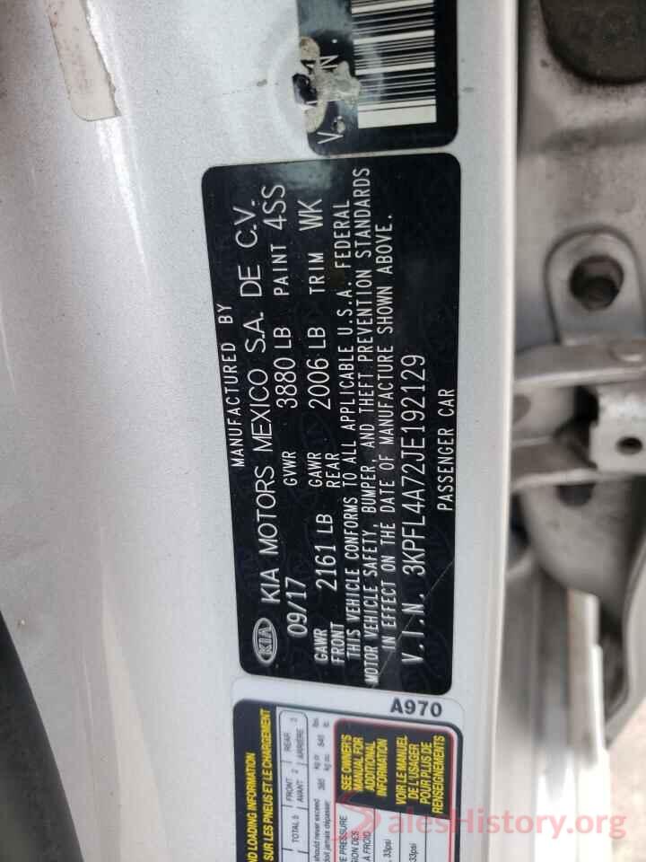 3KPFL4A72JE192129 2018 KIA FORTE