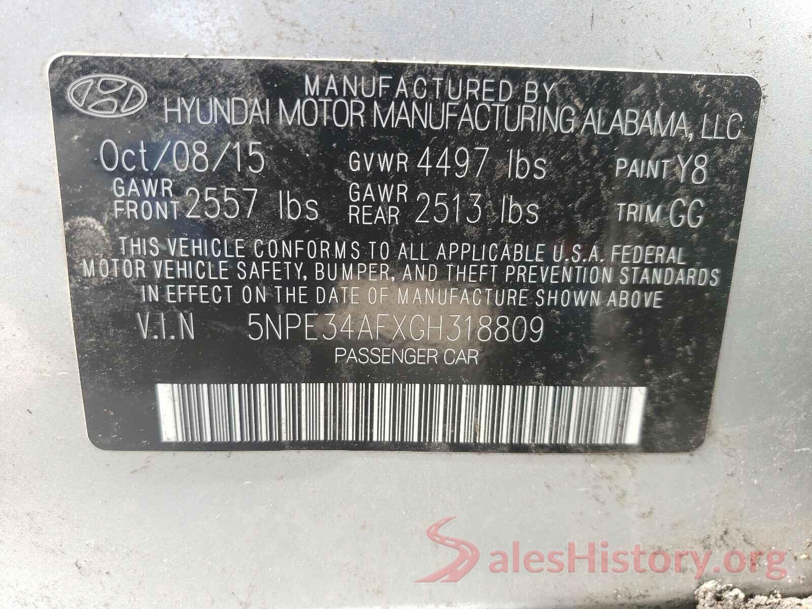 5NPE34AFXGH318809 2016 HYUNDAI SONATA