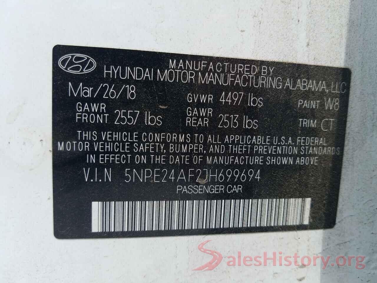 5NPE24AF2JH699694 2018 HYUNDAI SONATA