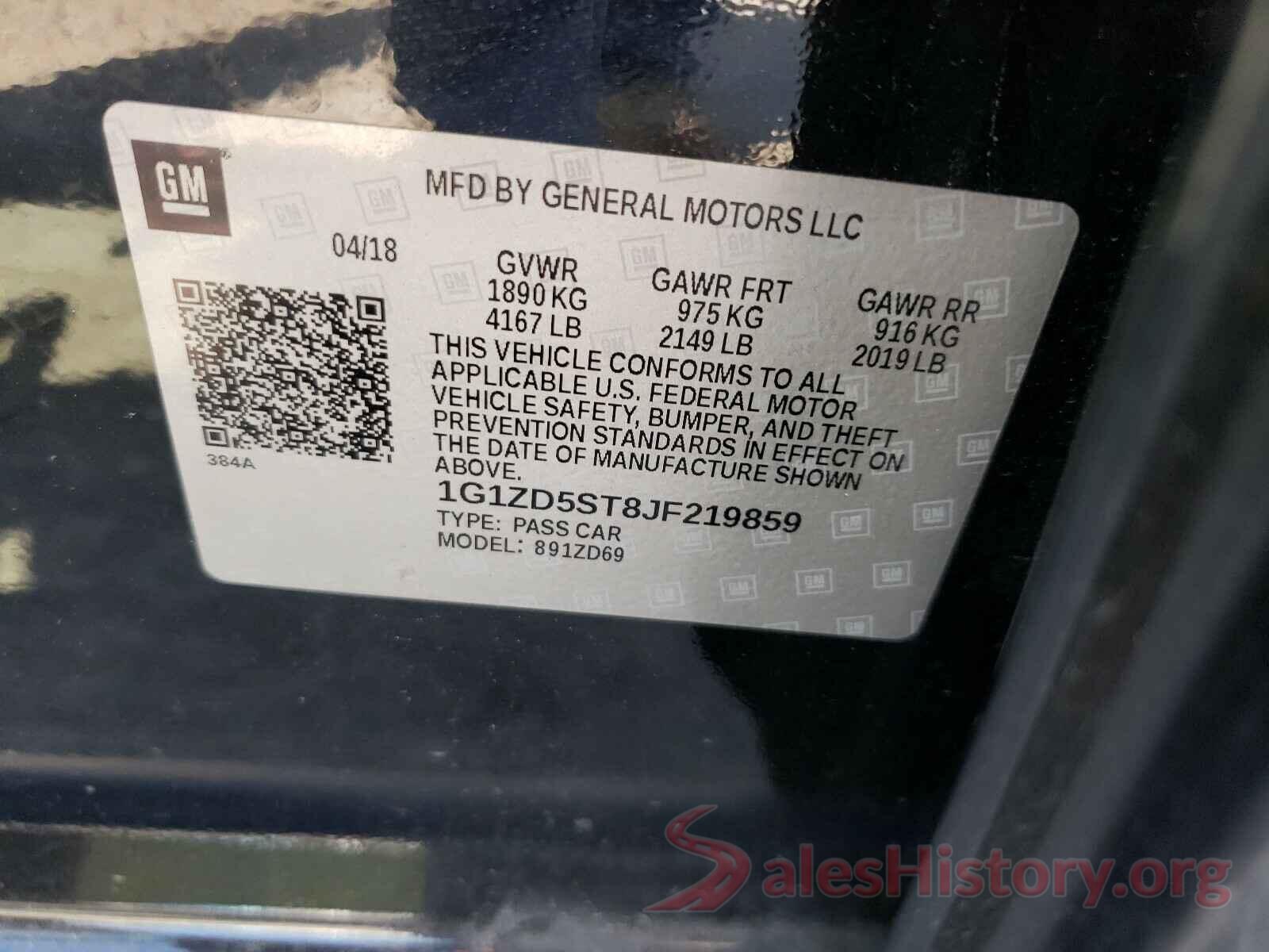 1G1ZD5ST8JF219859 2018 CHEVROLET MALIBU