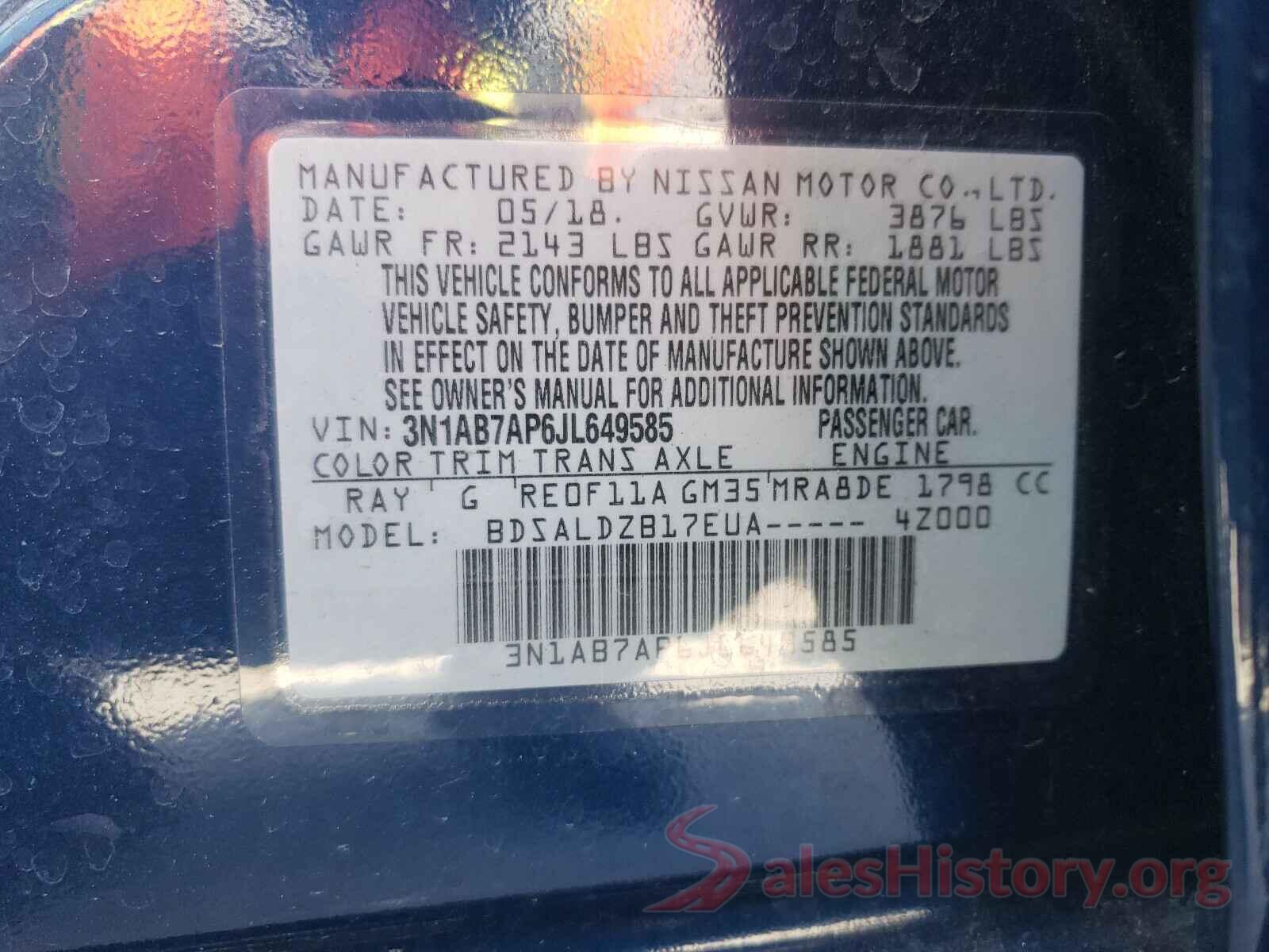 3N1AB7AP6JL649585 2018 NISSAN SENTRA