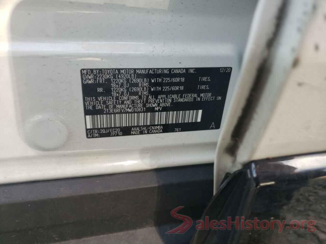 2T3E6RFV7MW010831 2021 TOYOTA RAV4