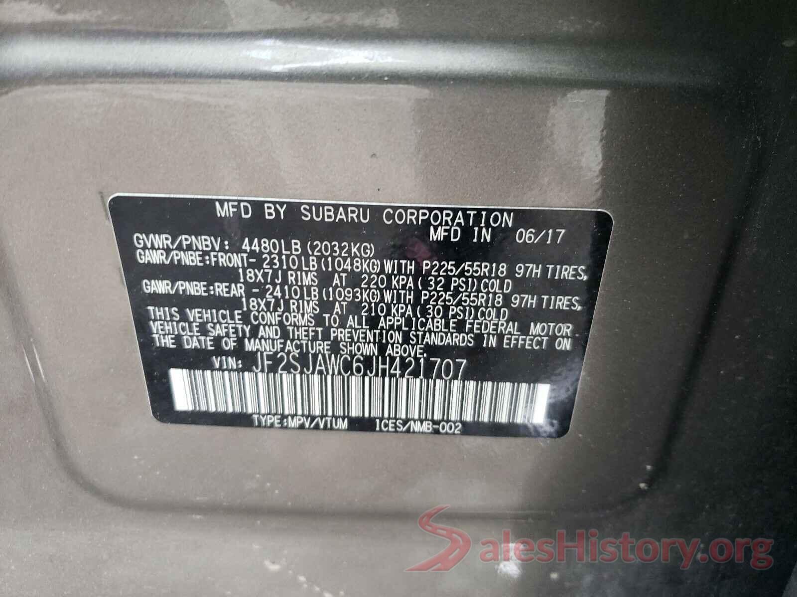 JF2SJAWC6JH421707 2018 SUBARU FORESTER