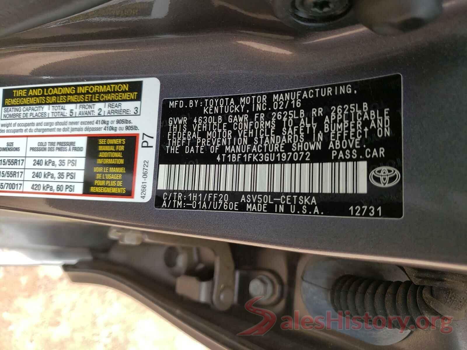 4T1BF1FK3GU197072 2016 TOYOTA CAMRY