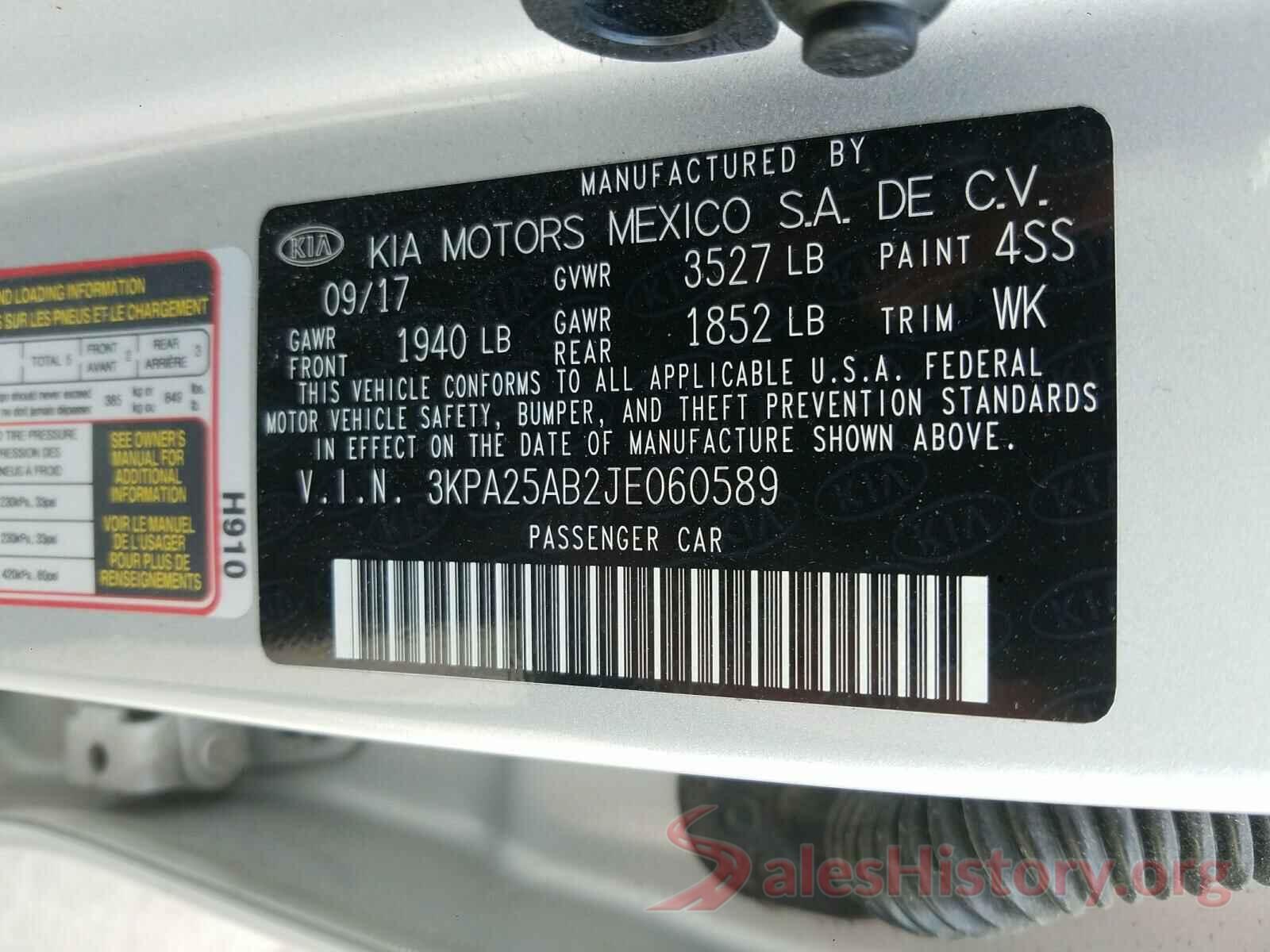 3KPA25AB2JE060589 2018 KIA RIO