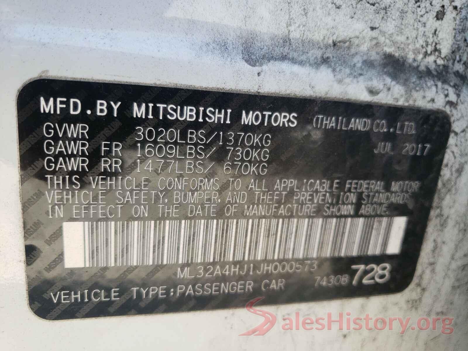 ML32A4HJ1JH000573 2018 MITSUBISHI MIRAGE