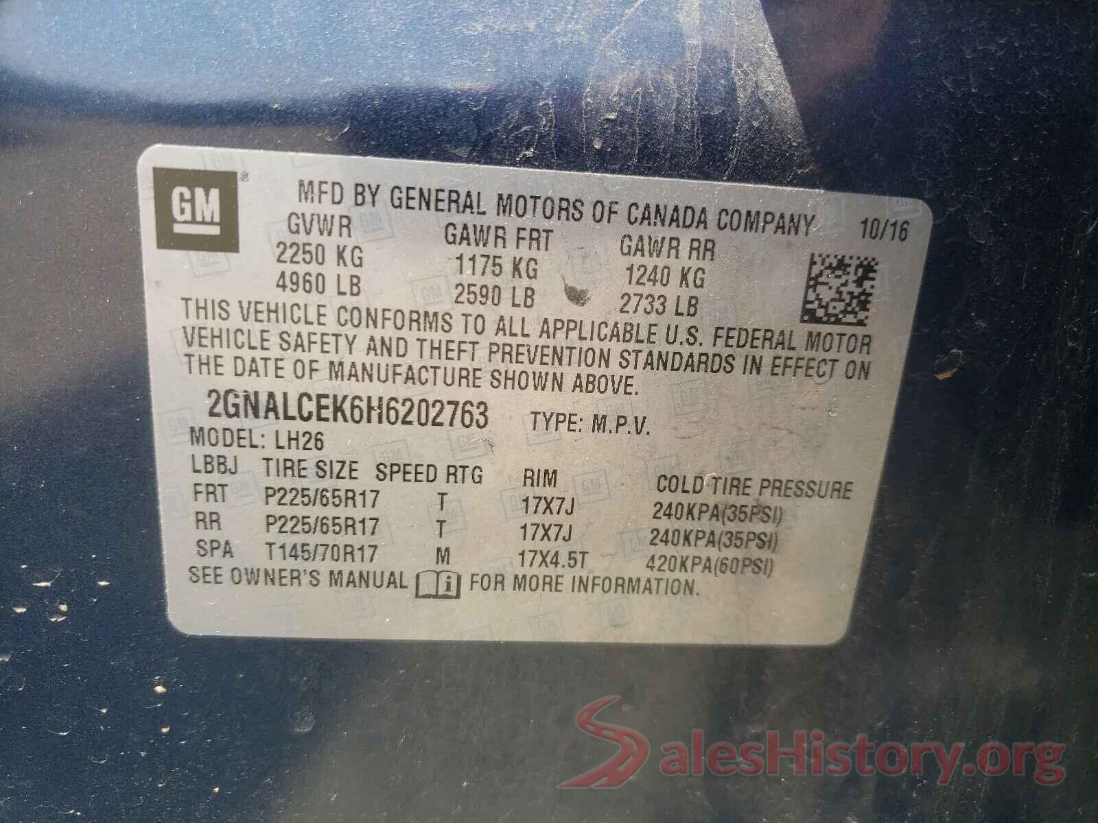 2GNALCEK6H6202763 2017 CHEVROLET EQUINOX