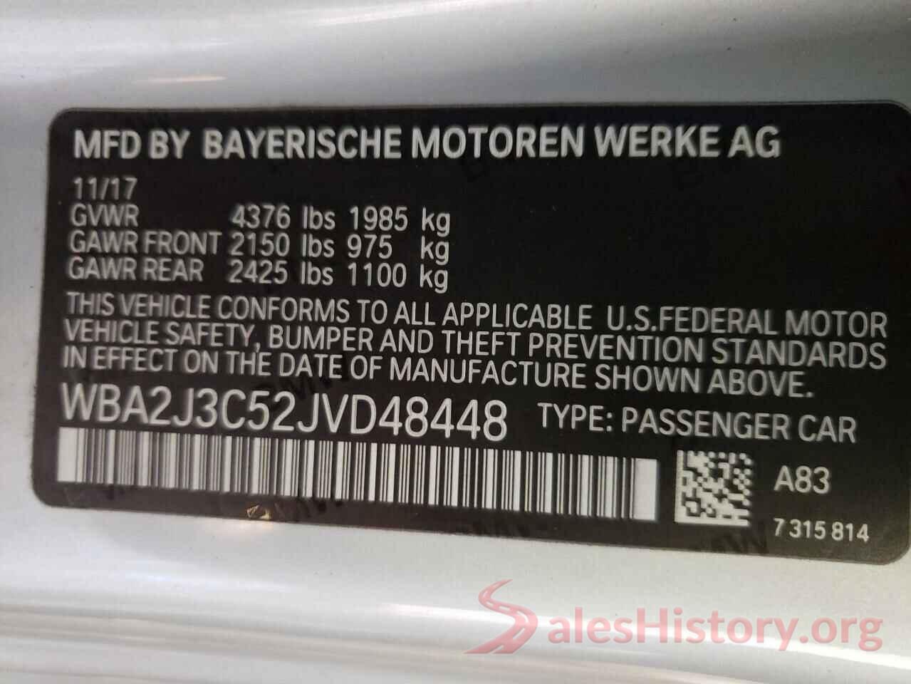 WBA2J3C52JVD48448 2018 BMW 2 SERIES