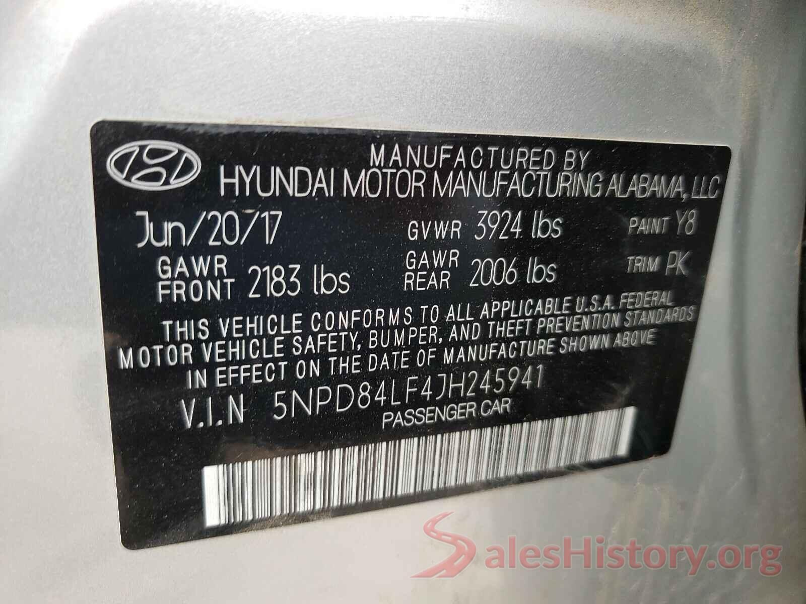 5NPD84LF4JH245941 2018 HYUNDAI ELANTRA