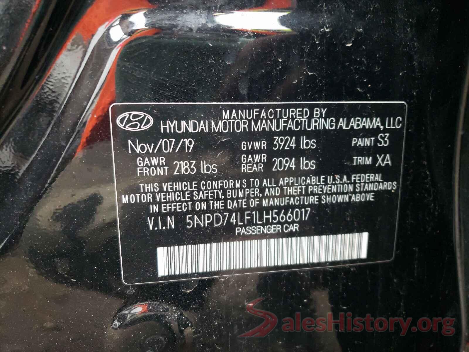 5NPD74LF1LH566017 2020 HYUNDAI ELANTRA