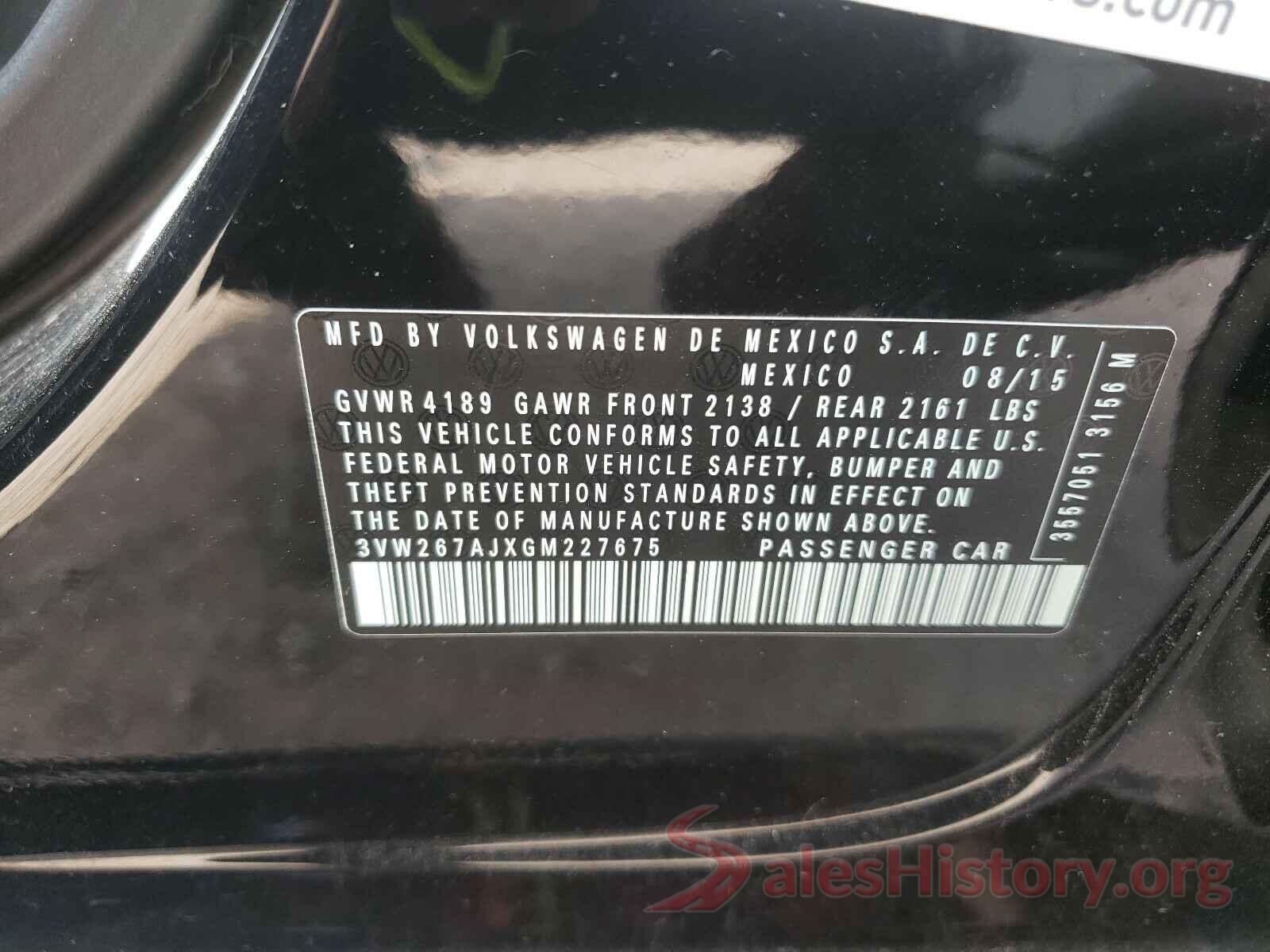 3VW267AJXGM227675 2016 VOLKSWAGEN JETTA