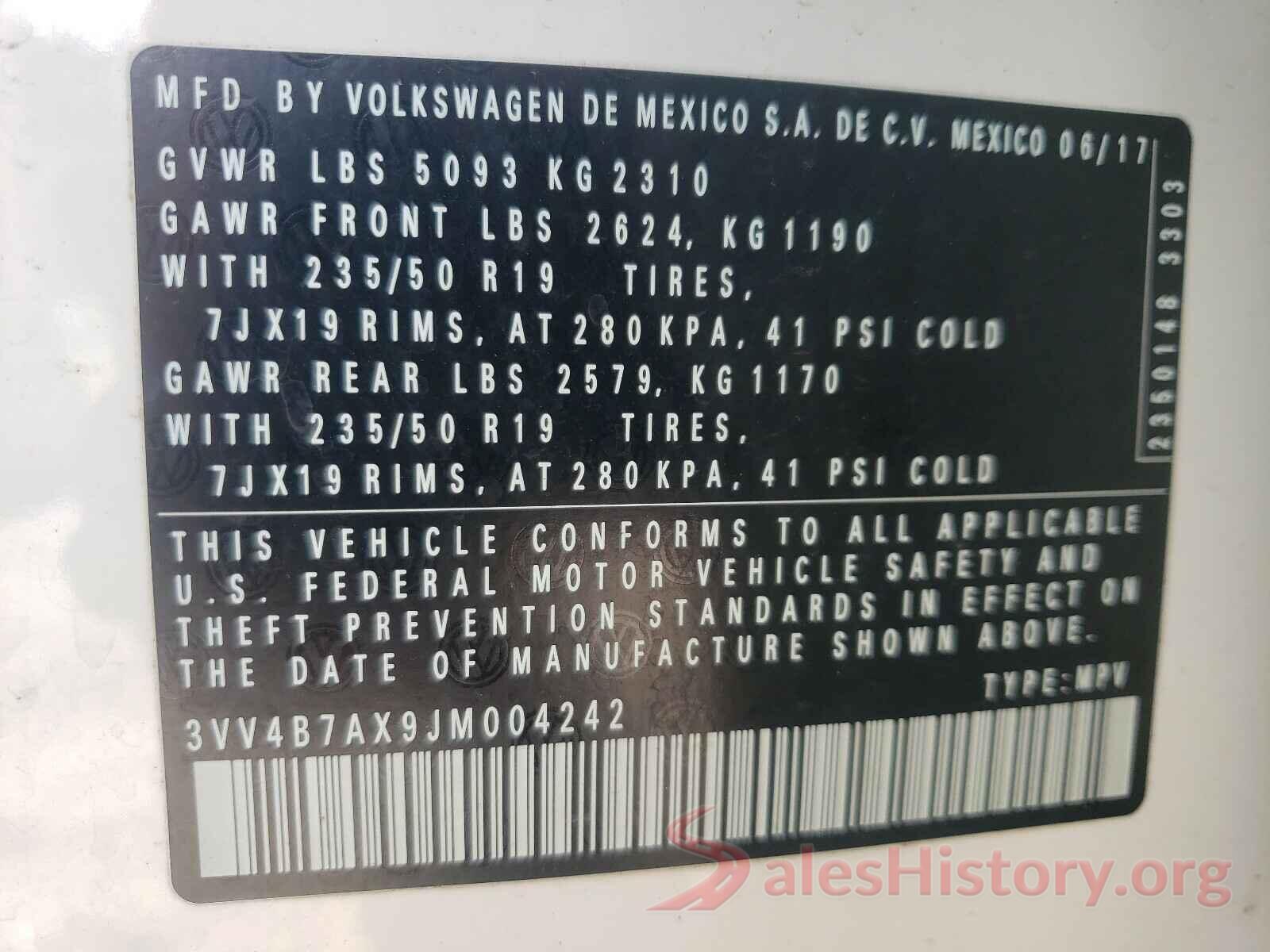 3VV4B7AX9JM004242 2018 VOLKSWAGEN TIGUAN