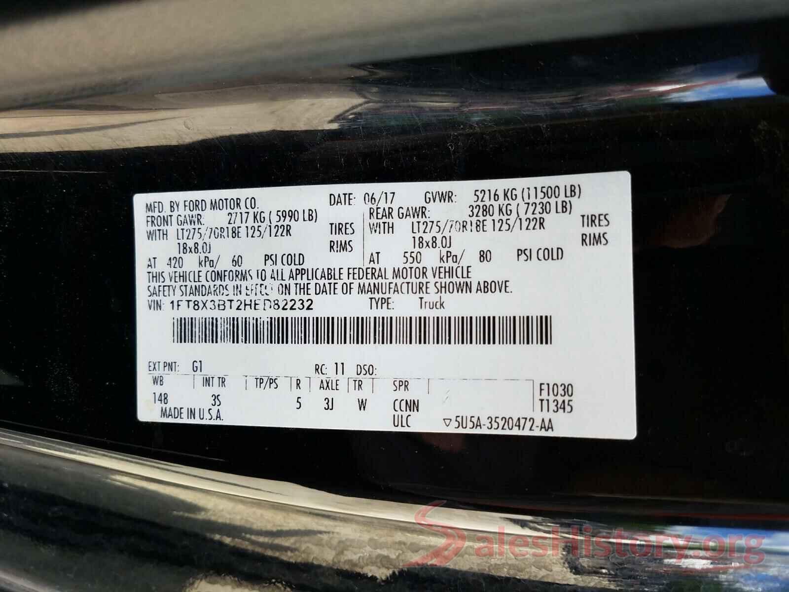 1FT8X3BT2HED82232 2017 FORD F350