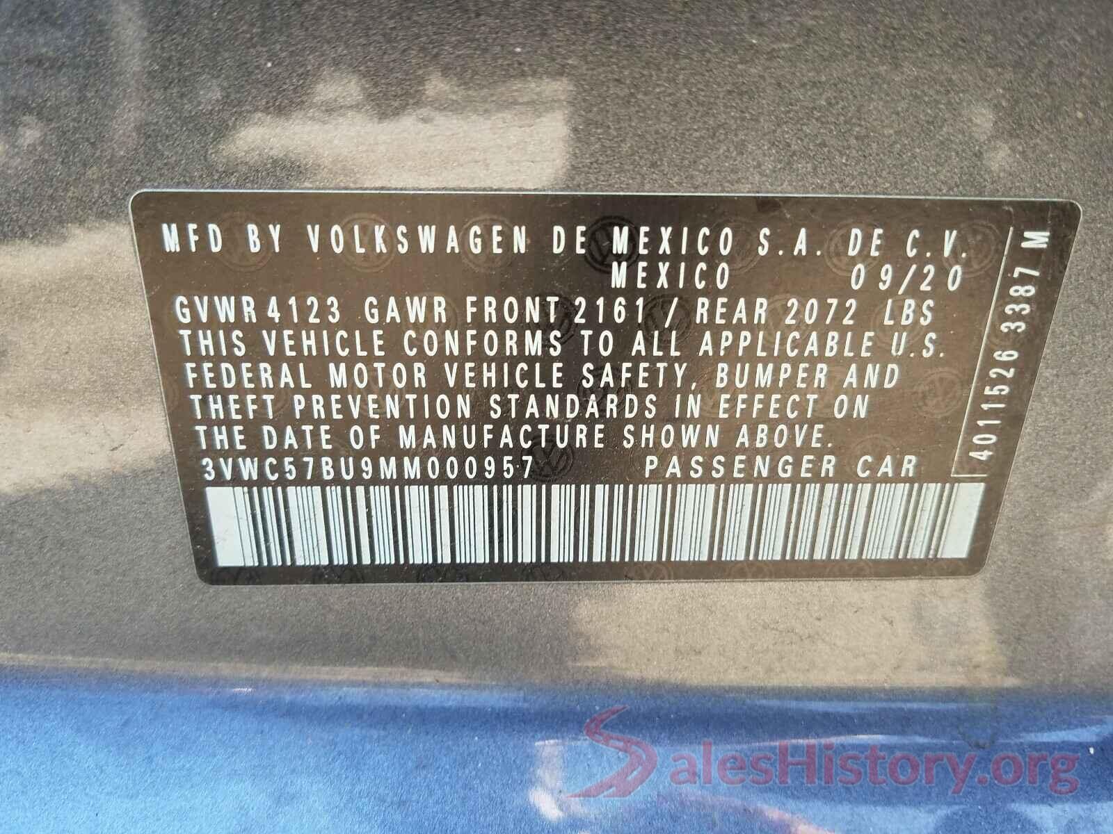 3VWC57BU9MM000957 2021 VOLKSWAGEN JETTA