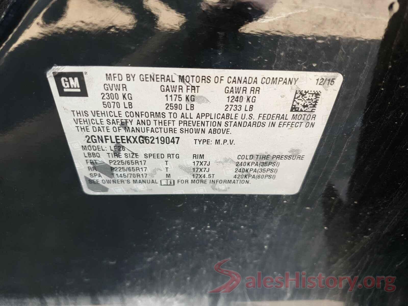 2GNFLEEKXG6219047 2016 CHEVROLET EQUINOX