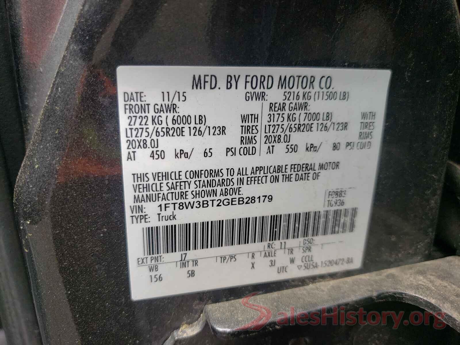 1FT8W3BT2GEB28179 2016 FORD F350