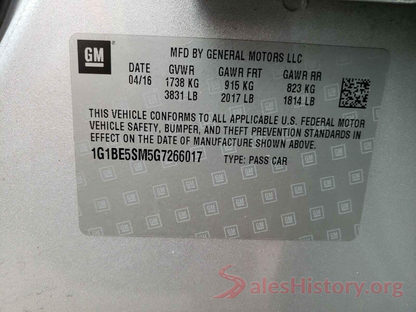 1G1BE5SM5G7266017 2016 CHEVROLET CRUZE