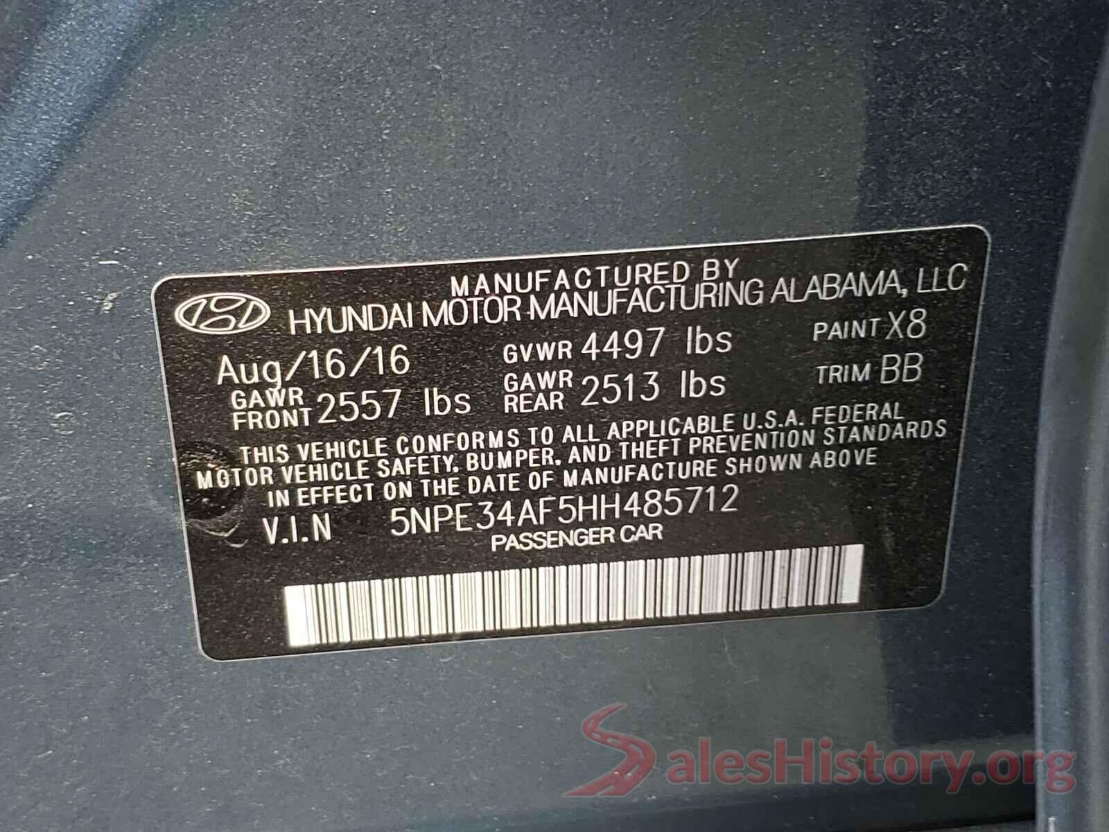 5NPE34AF5HH485712 2017 HYUNDAI SONATA