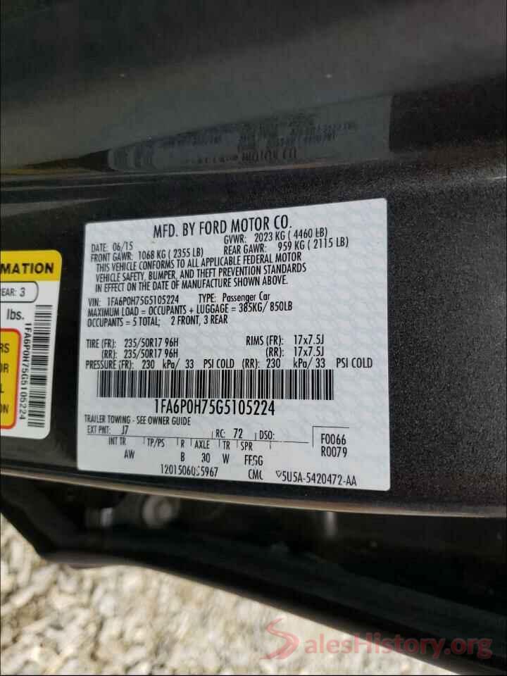 1FA6P0H75G5105224 2016 FORD FUSION