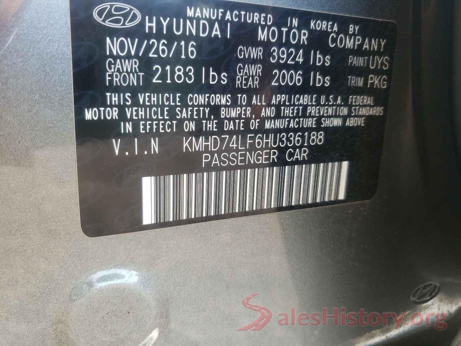 KMHD74LF6HU336188 2017 HYUNDAI ELANTRA